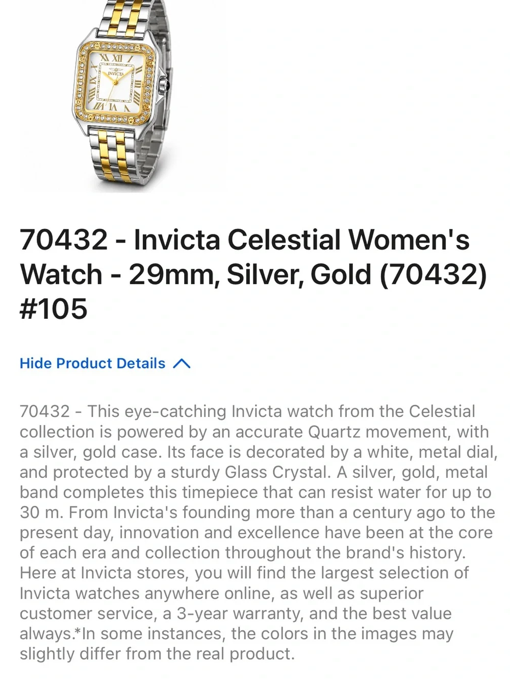 Invicta Two-Tone Gold and Silver Women’s Crystal Bezel Watch